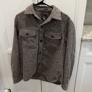 H&M green textured shirt jacket
